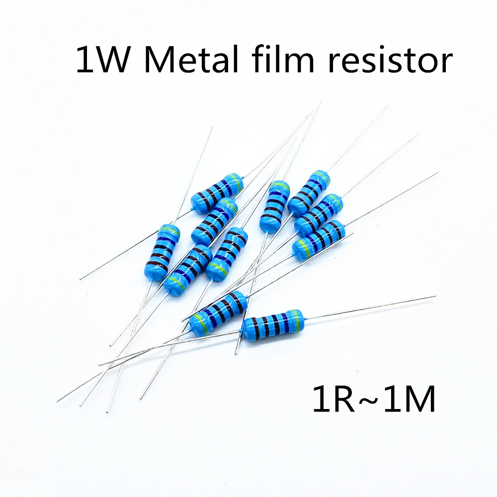 

20 шт., 1 Вт металлический пленочный резистор 1%, пятицветный кольцевой Силовой Резистор 0,1 ~ 1 м 2 4,7 10R 47 100 220 360 470 1K 2,2 K 10K 22K 4,7 K 100K Ом