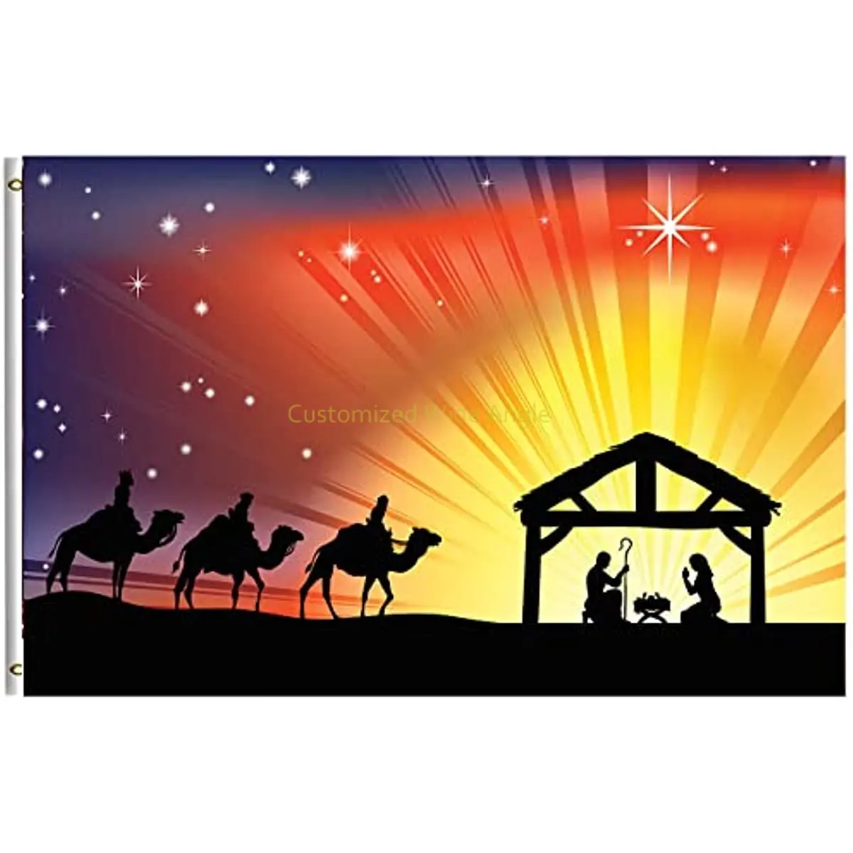 

Grommet Oh Holy Night Nativity Oh Holy Night Xmas Banner Flag Single-Side Print Holiday Decorations for Garden Outdoor Home