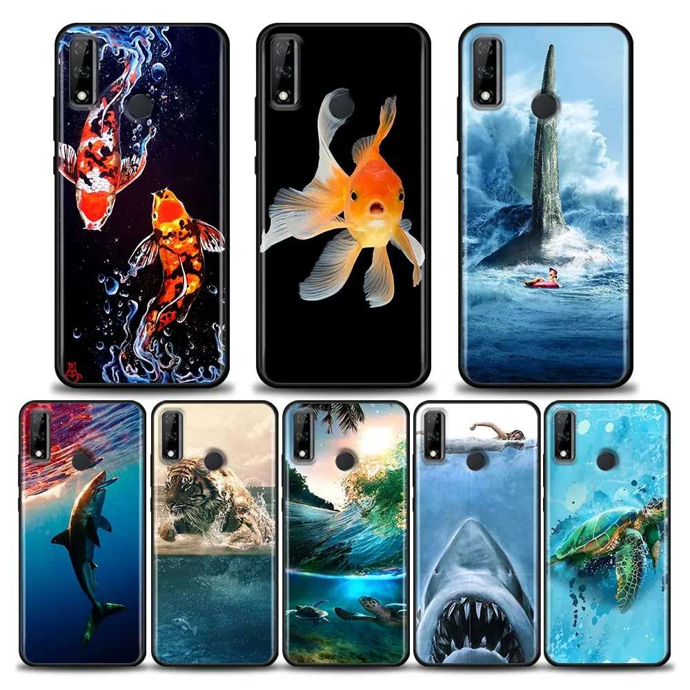 

Sea World goldfish great shark Phone Case for Huawei Y6 Y7 Y9 2019 Y5p Y6p Y8s Y8p Y9a Y7a Mate 10 20 40 Pro RS Case Silicone