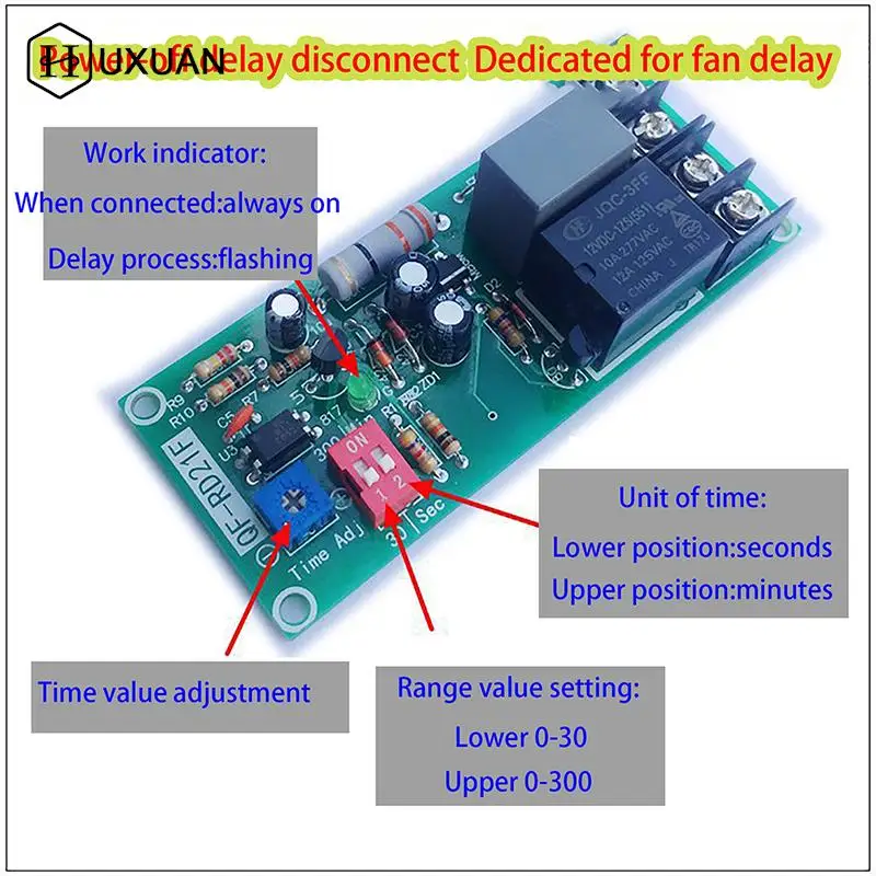 

AC100V-220V Adjustable Timer Control Relay Module Turn Off Delay Switch Board