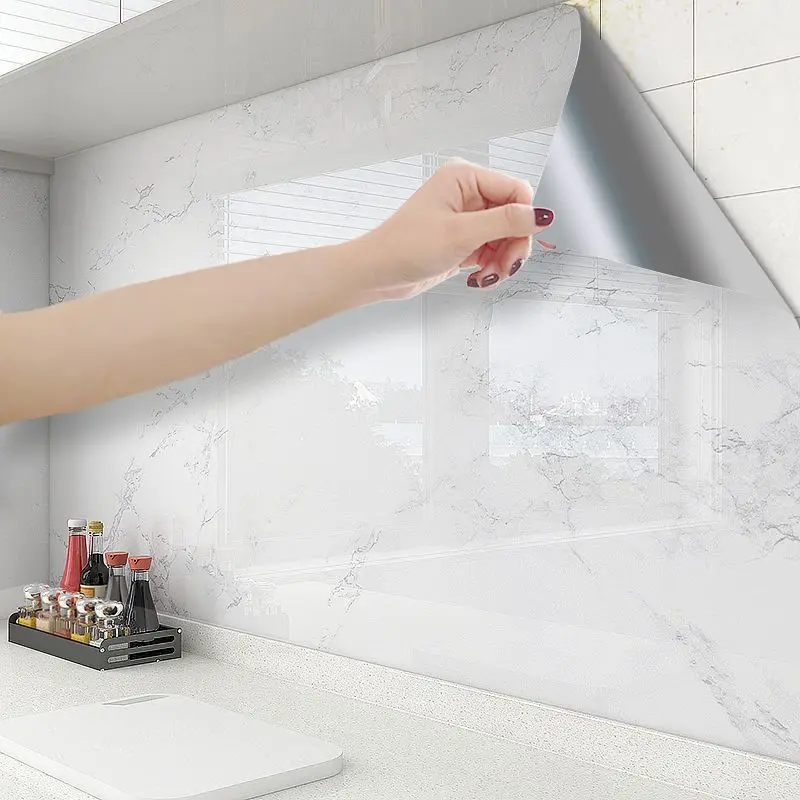 

Marble Self Adhesive Wallpaper for Kitchen Vinyl Wall Stickers Waterproof Oil Proof Peel and Stick Wallpaper Cabinets Renovation