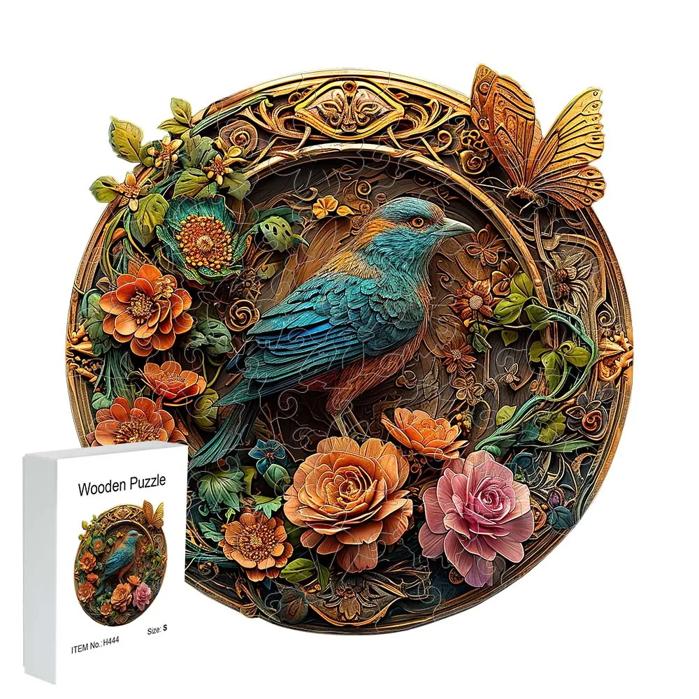 Деревянная Картинка-пазл - Красочная Птица В Подарочной Коробке