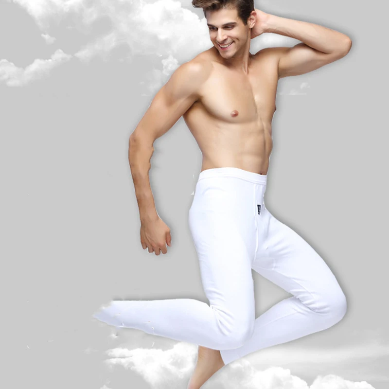 New Winter Antumn Thermal Underwear Mens Thermal Trousers Solid Warm Long Johns Cotton Leggings Pants Male Loose Thermo Bottoms