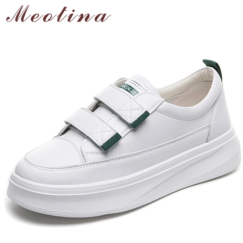 

Meotina Women Shoes Natural Genuine Leather Flat Platform Shoes Round Toe Hook Ladies Footwear 2022 Spring Autumn Beige 34-40