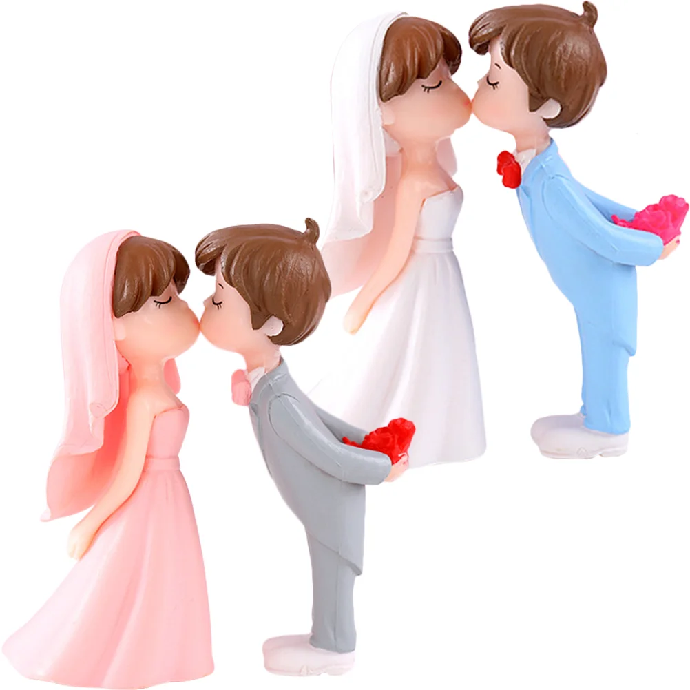 

Micro Landscape Couple Kiss Dolls Figurines Wedding Valentines Day Figures Miniatures