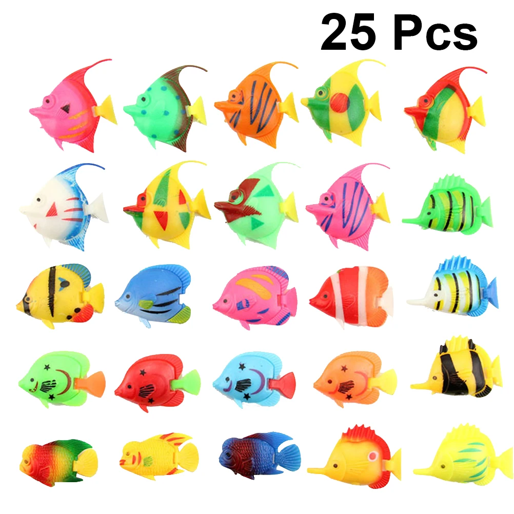 

25pcs Creative Aquarium Fish Tank Landscape Artificial Plastic Simulation Fish Decor Ornament Random Style