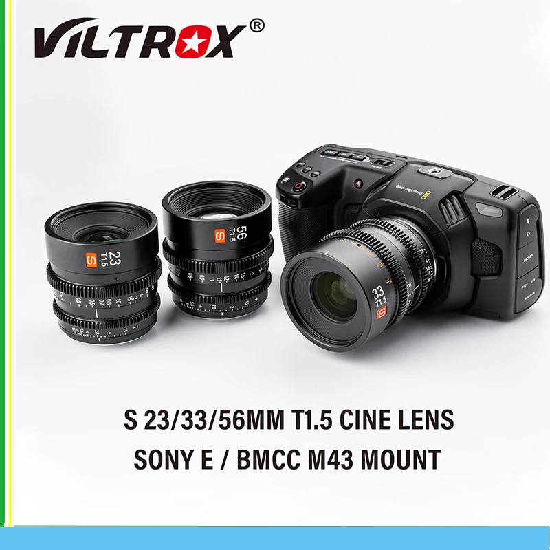 

Viltrox 23mm 33mm 56mm T1.5 Cinema Lens Manual Focus Prime Filmmaking Vlogger for Sony E M43 Mount Lumix Olympus BMPCC Camera