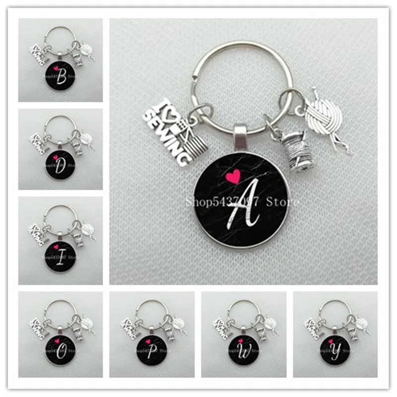 Стеклянный брелок в виде надписи Я люблю вязать брелок-Шарм вязаный с пряжкой