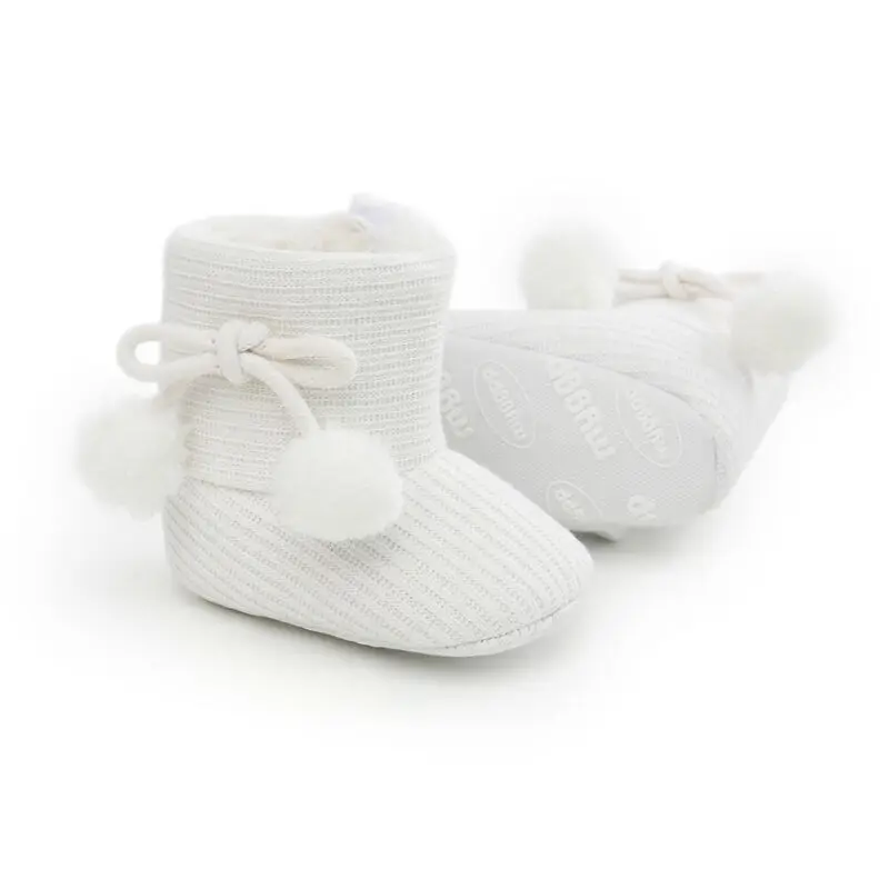 

Baby Autumn Winter Boots Baby Girl Boys Winter Warm Shoes Solid Fashion Toddler Balls First Walkers Shoes 0-18M