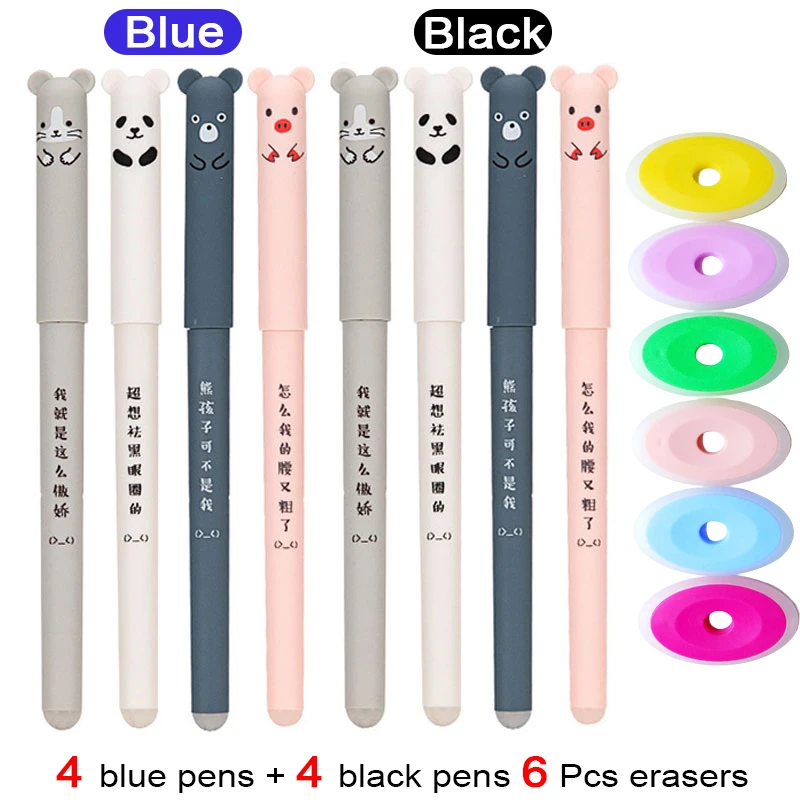 

Cute Erasable Gel Pens 0.35mm Waterproof Blue/Black/Red Gel Ink Set Kawaii Stationery for Girls Office School Supplies Gifts