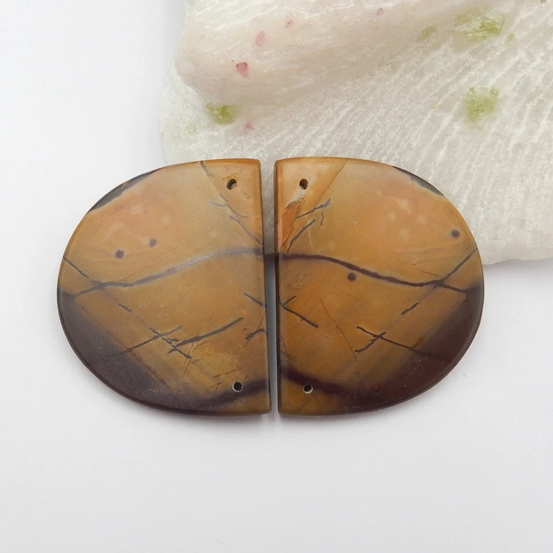 

Женские Разноцветные серьги-бусины из яшмы пикассо с двумя отверстиями, камень для изготовления сережек 36x29x3 мм 14 г