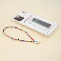 color beads fashion telephone charm evil eye lanyard acrylic phone chains for women girl mobile phone chain party gift