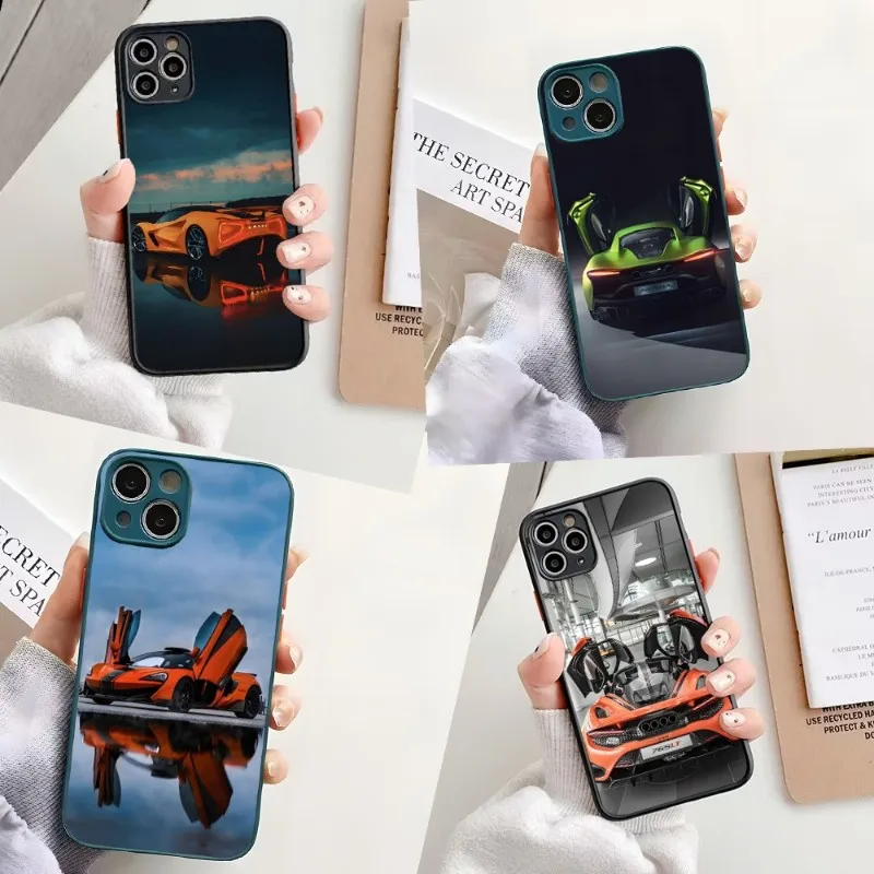 

Роскошный чехол для телефона McLaren с изображением спортивного автомобиля, черный и темно-зеленый для Iphone 14 Pro Max 13 Mini 1112 Is2022and2023 Plus, чехол для те...