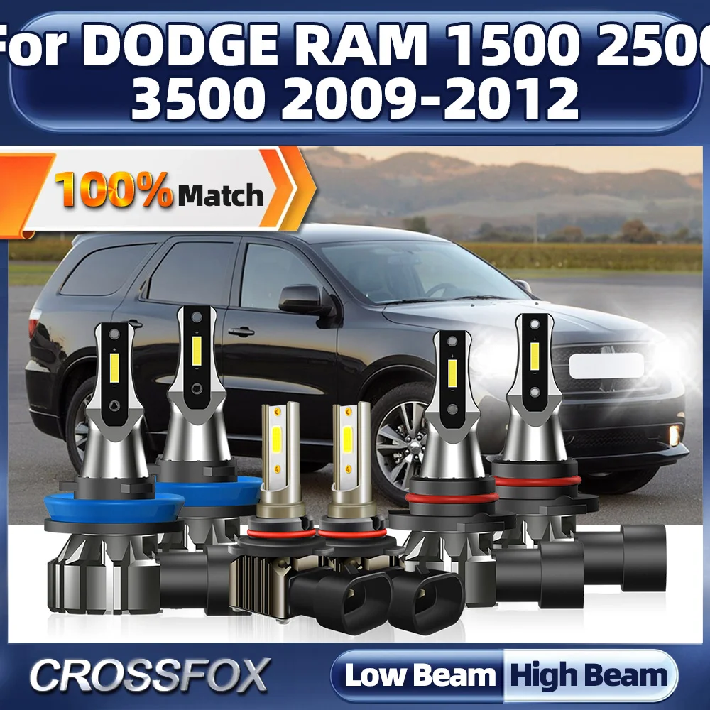 Светодиодные фары Canbus 60000LM Автомобильные 6000K Белые противотуманные 12 В для DODGE RAM