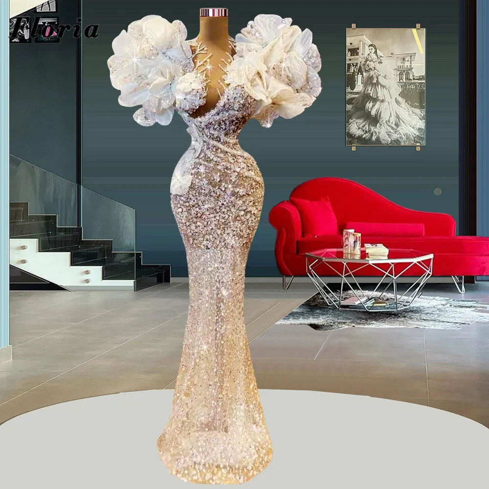 

Женское вечернее платье с бисером, длинное платье с бусинами и юбкой-годе