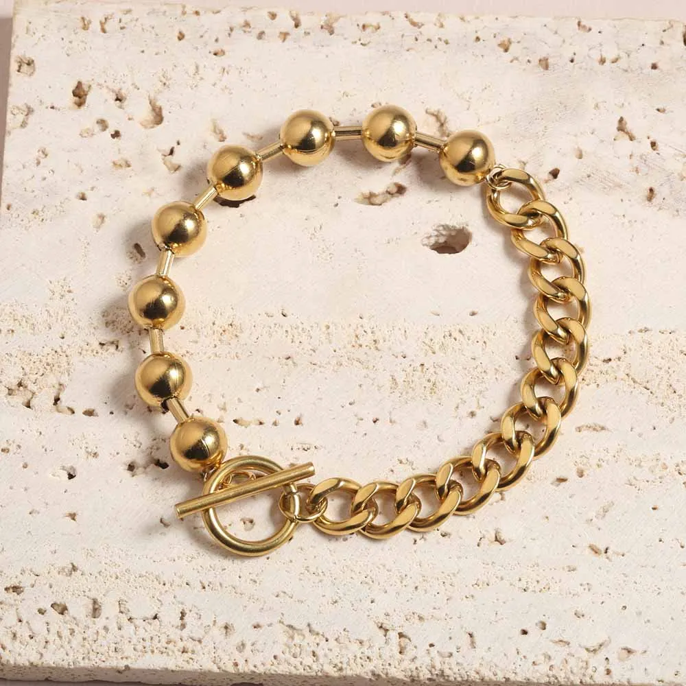

18K Gold Bracelet For Woman Simple Chain Bracelet Link Bracelet bead chain Jewelry Fashion Accessories