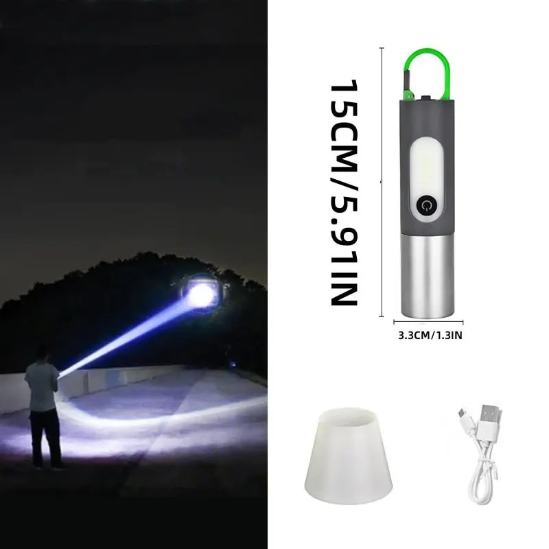 

Portable Mini Strong Light Flashlight USB Rechargeable KeyChain Work Light Outdoor Camping LED Flashlight Waterproof Torch Lamp