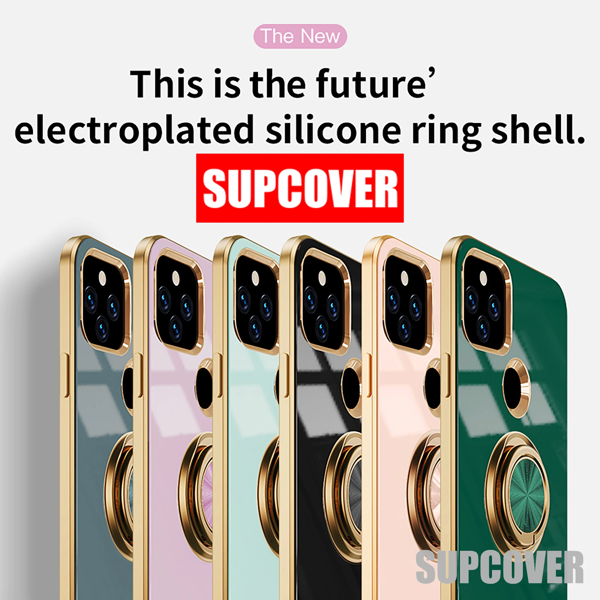 Роскошный мягкий чехол с золотым черным и зеленым кольцом-держателем подставкой