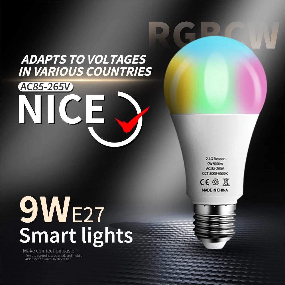 

WiFi Smart LED Light Bulb with Remote Control Bluetooth-Compatible Dimmable Magic Light Bulb RGB Lamp for Home bombillas de luz