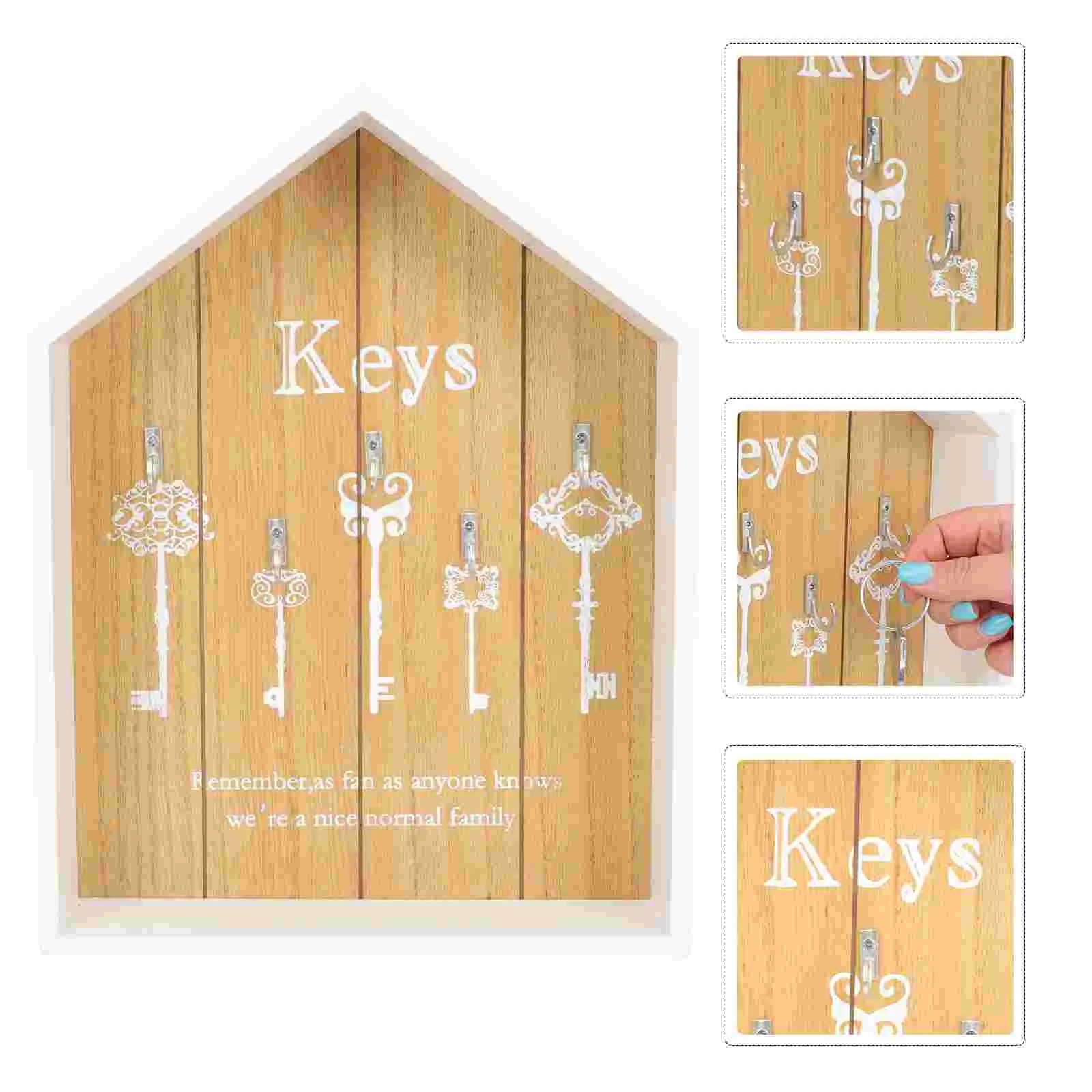 

House Key Holder Durable Multi-purpose Case Trinket Organizer Storage Wall Hanging Rack Shape Wood Decor On the Keys