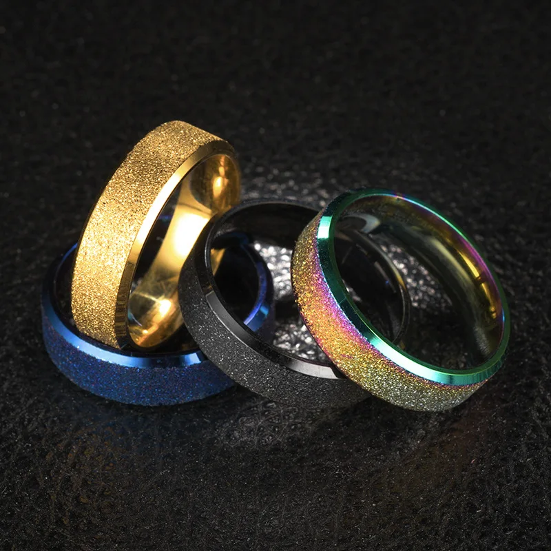 

6mm Stainless Steel Frosted Pearl Sand Ring Men and Women Titanium Steels Ring Couple Ringing Wedding Engagement Jewelry