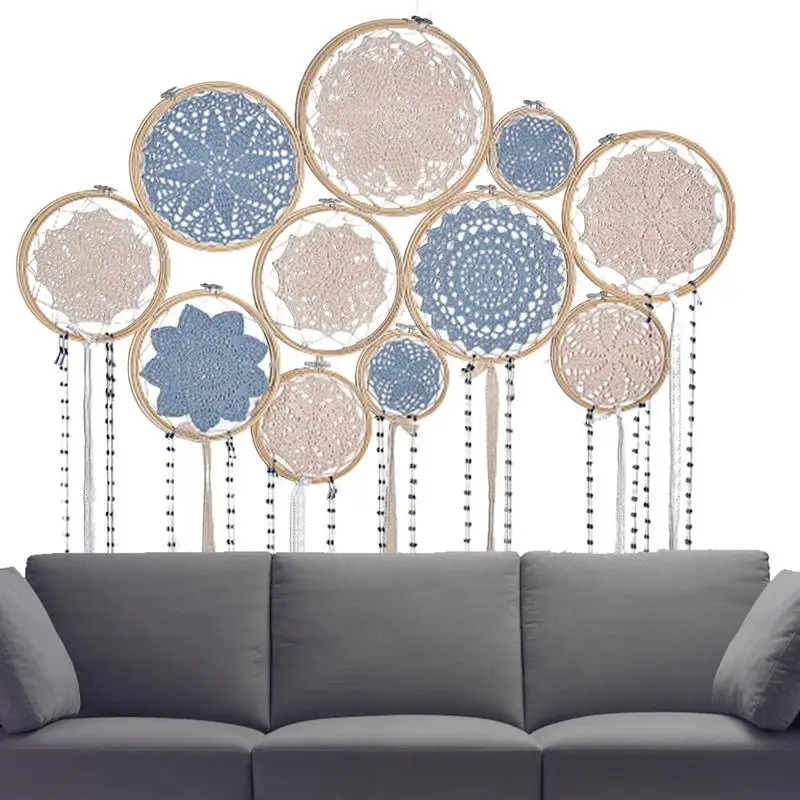 

Набор «Ловец снов» для детей, хлопковая нить «сделай сам» в стиле бохо, кружевной Ловец снов для подвешивания, настенное украшение, подвеска, украшение для дома