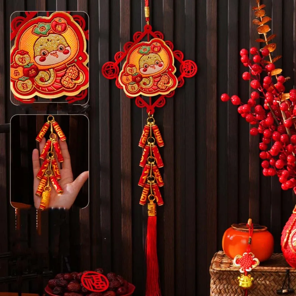 

22,8 дюйма новогодний подвесной орнамент змея счастливый персонаж украшения для весеннего фестиваля бронзовый китайский узел новогодние подвески