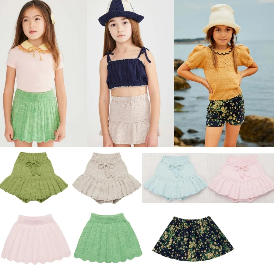 

Girls Skirt 2022 Summer New Knitted Flower Bud Pants Korean Version Baby Shorts Pastoral Style Girls Skirt Children's Clothing