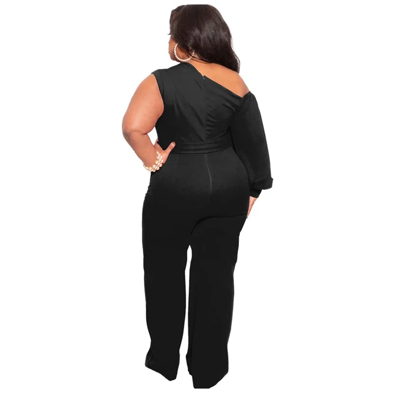 Autumn Clothes Wide-legged One-piece Long Pants Pure White One Long Sleeve Fashion Outfit Plus Size Women Set 4XL