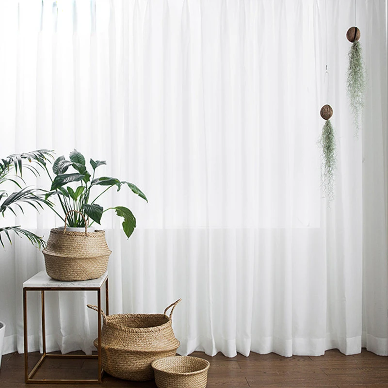 

New Cushion Cover Curtains 30% Shading Solid White Sheer Curtains for Living Room Decoration Window Curtains for Kitchen Mode