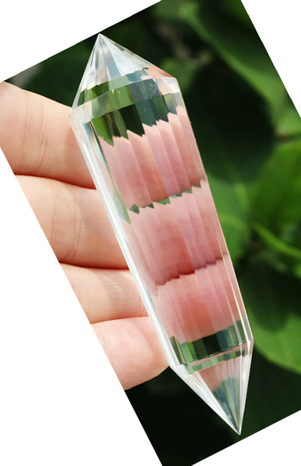 24-сторонняя натуральная прозрачная кварцевая кристаллическая палочка с двойным