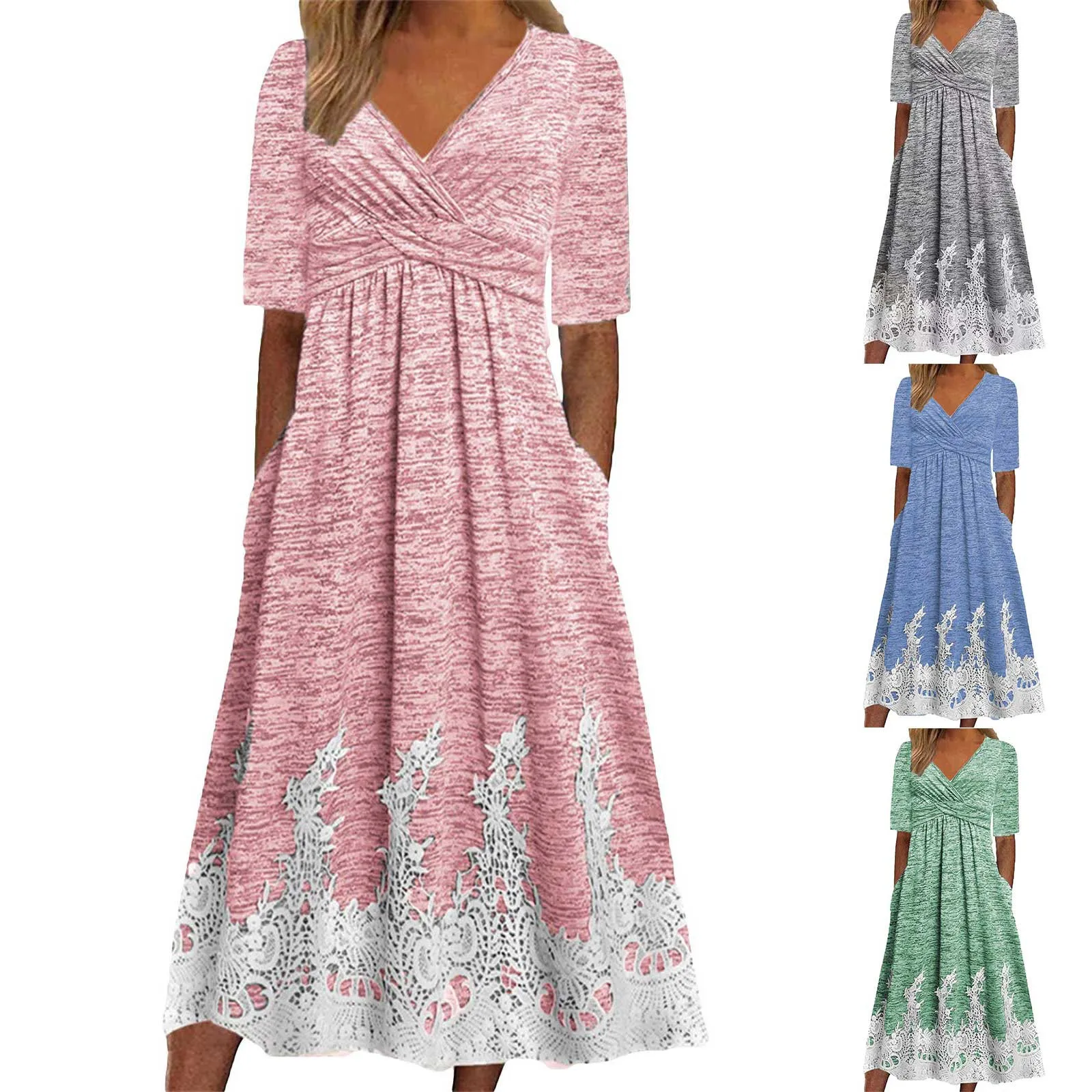 

Summer Temperament Commute Mid Waist Dresses Beauty Retro Temperament Long Sleeve Solid Color Tube Cute Womens Summer Dresses