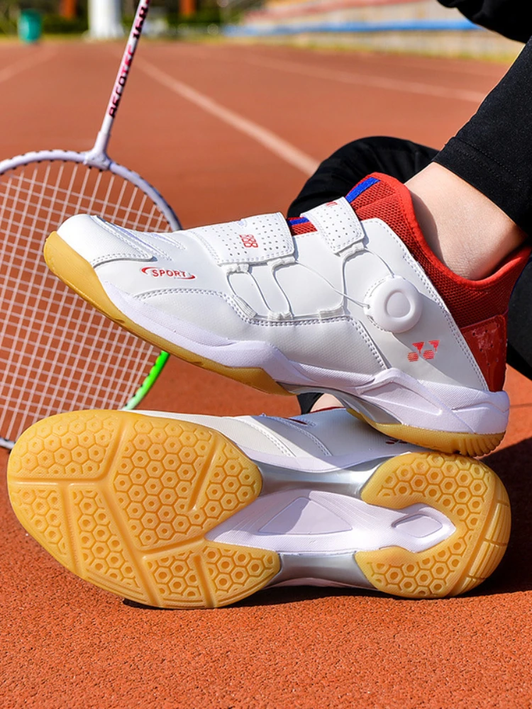 Professional Badminton Shoes for Men and Women Anti-skid Breathable Rotary Button Sport Sneaker Student Athletic Training Shoes