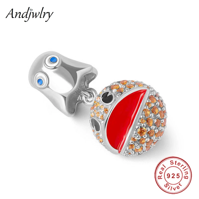 

Fit Bracelet Charms Silver 925 Original Zircon Ball Eat With Big Mouth Man Bead Bracelet&Bangle Jewelry Berloque