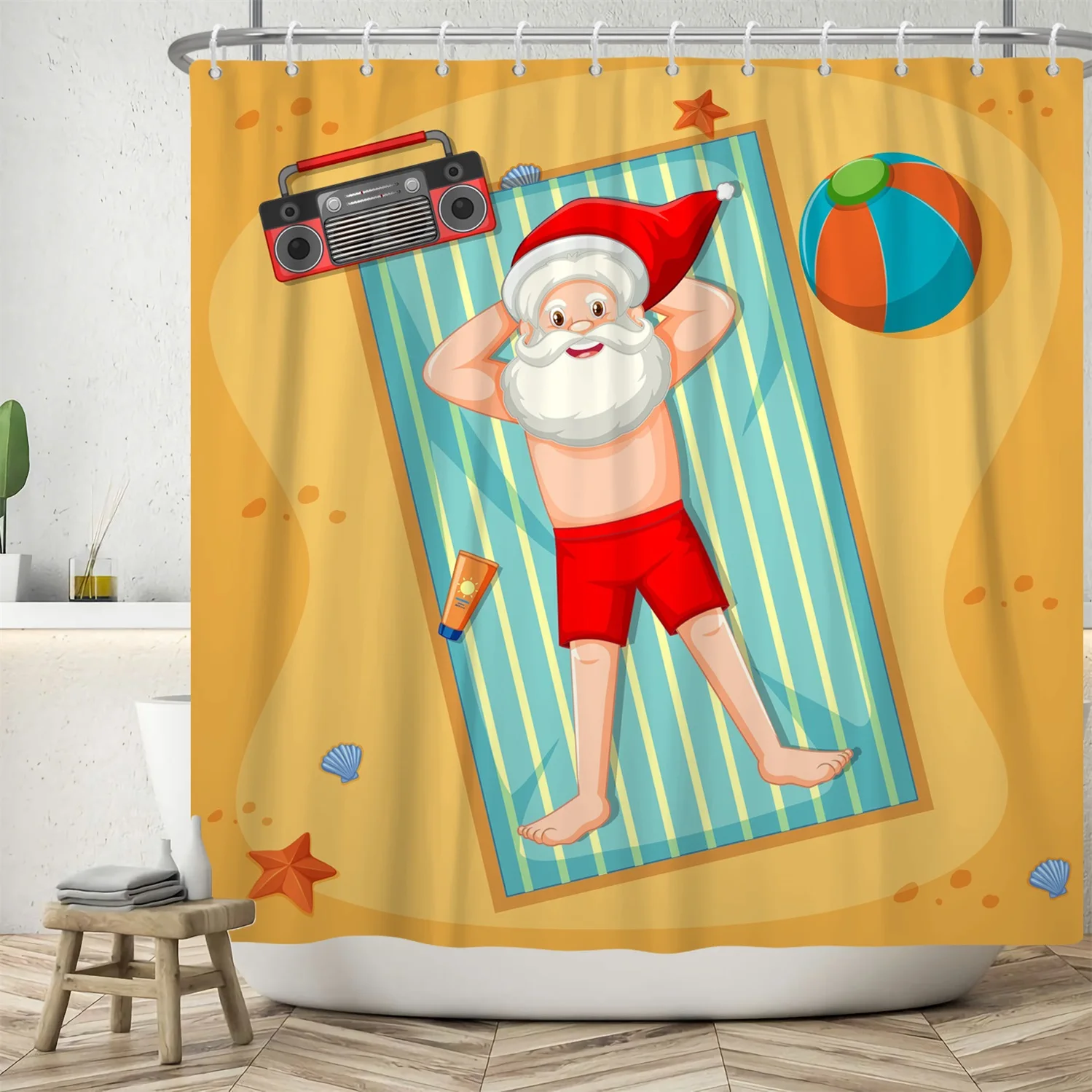 

Merry Christmas Trees Snowman Santa Claus Snowflake Shower Curtains Bathroom Curtain Frabic Polyester Waterproof Bath Curtain