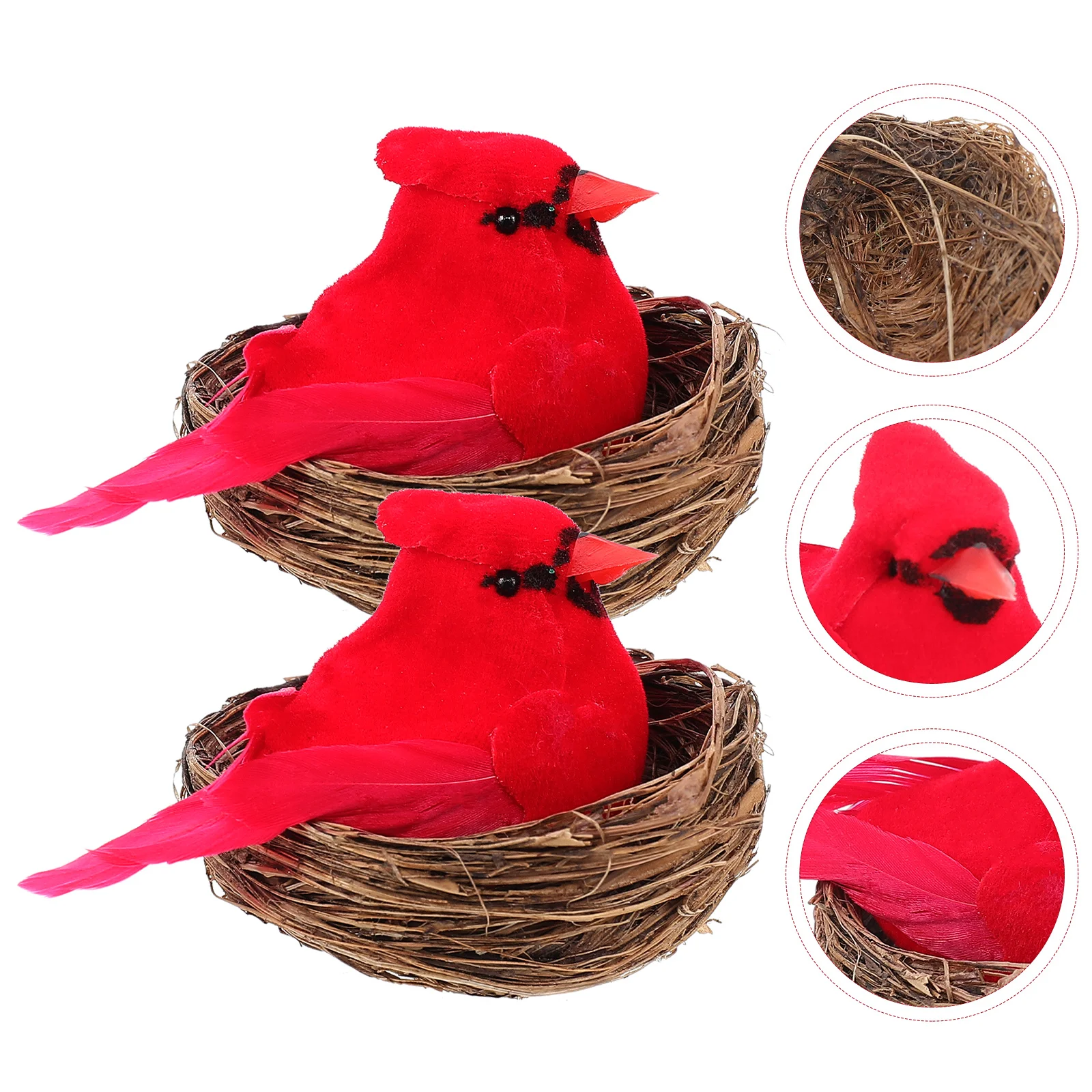 

Bird Birds Cardinal Decor Ornaments Christmas Artificialtree Adornment Fake Red Simulation Figurine Feathereddecoration Figure