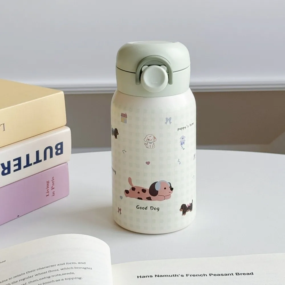 Портативная маленькая термочашка с мультяшным принтом, 330 мл, герметичная студенческая карманная колба, легкая кофейная кружка из нержавеющей стали