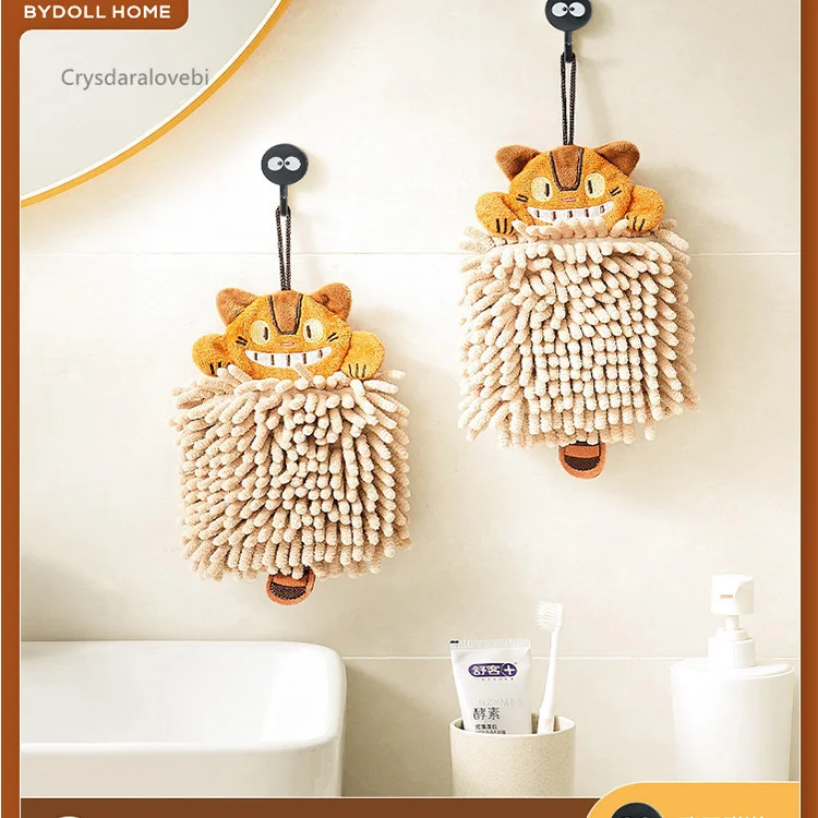 

Chenille Hand Towel Hanging Super Absorbent Cloth Kitchen Toilet Cute Towel Absorbent Totoro Handkerchief