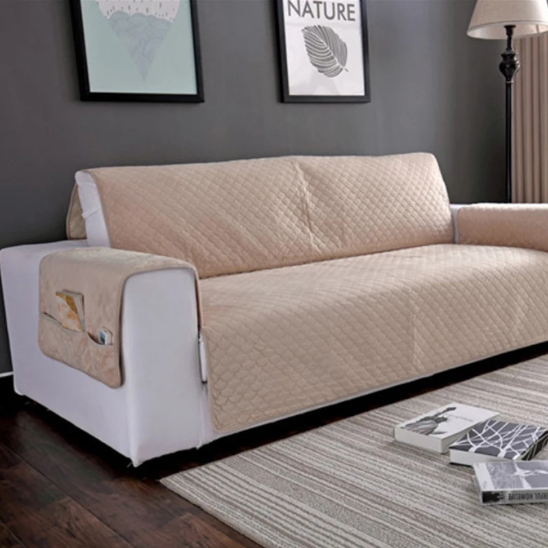 

Velvet Sofa Covers for Living Room Two and Three Seats Sofa Covers with Armrest Non Slip Sofa Cover Protector Winter Couch Cover