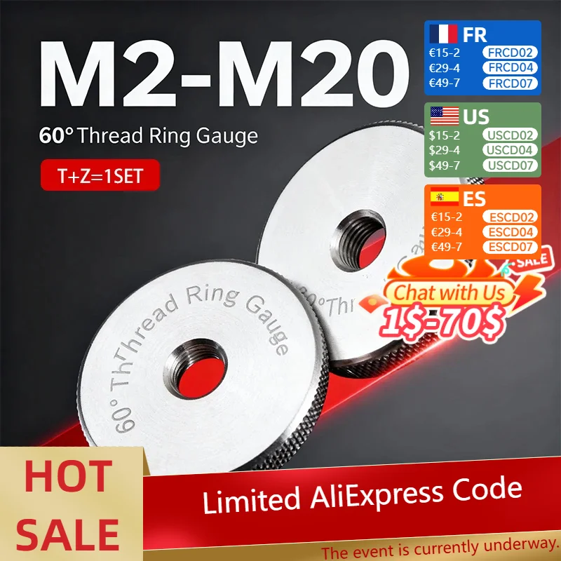 

KEENCUTEER 60-градусный метрический резьбовой кольцевой калибр 6G M2-M20