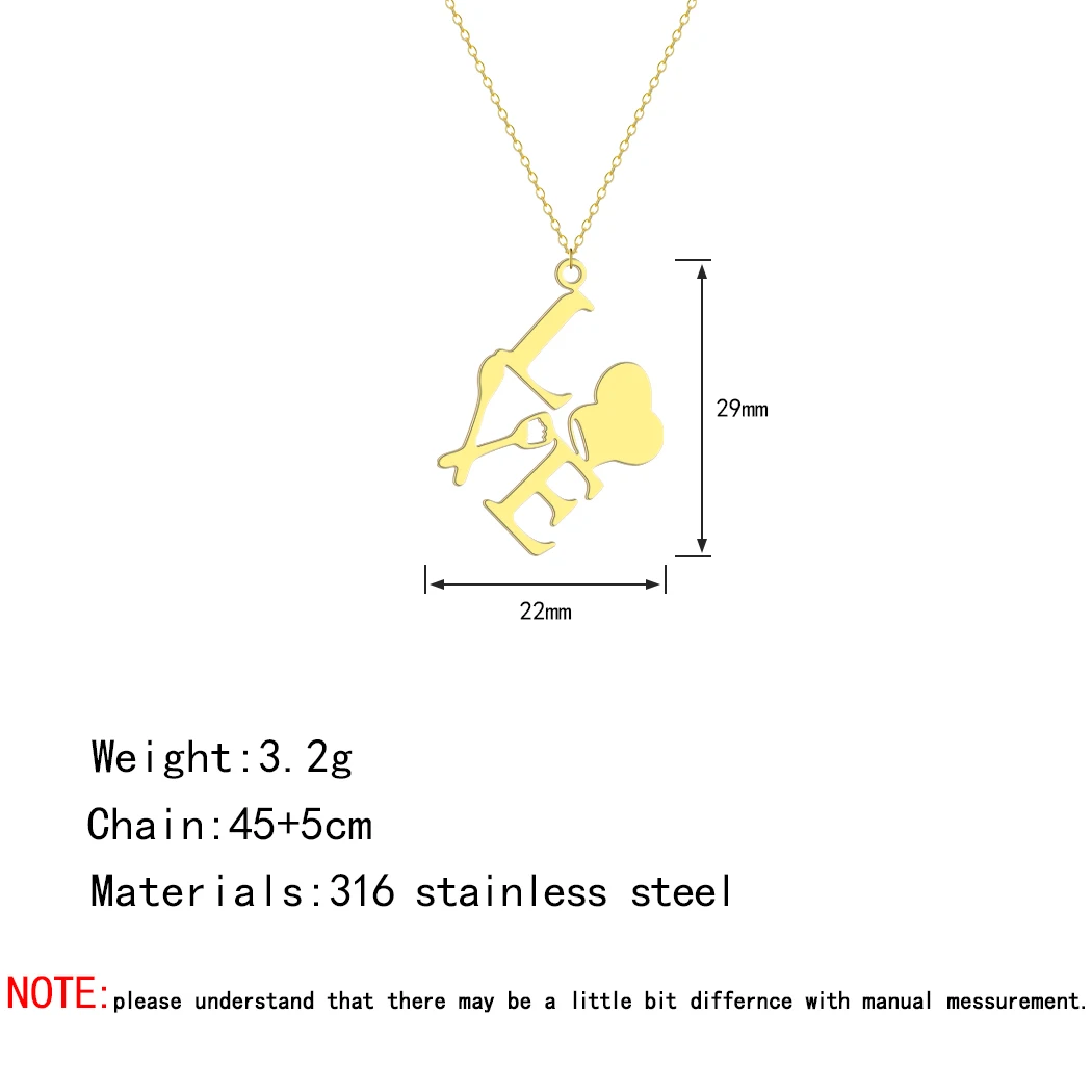 Stainless Steel Special Love Chef Pendant Necklace Kitchen Lover Gift Minimalist Jewelry for Women Party Birthday Memorial Day images - 6