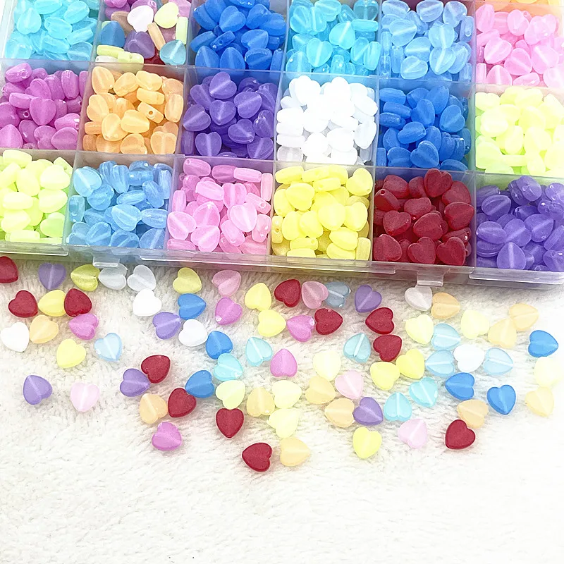 Акриловые Матовые бусины в форме сердца 50 шт./лот 8 мм бусины-разделители россыпью