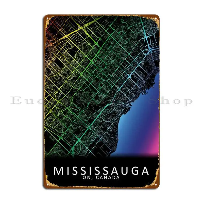 

Mississauga, карта канады, металлический плакат, Фреска, печать на трафарете, дизайн, оловянный плакат