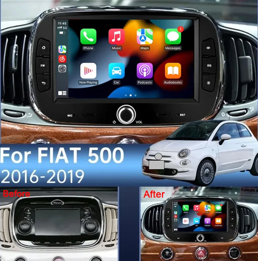 Автомобильная радиостанция Android 7 дюймов с беспроводной GPS-навигацией Carpaly для Fiat
