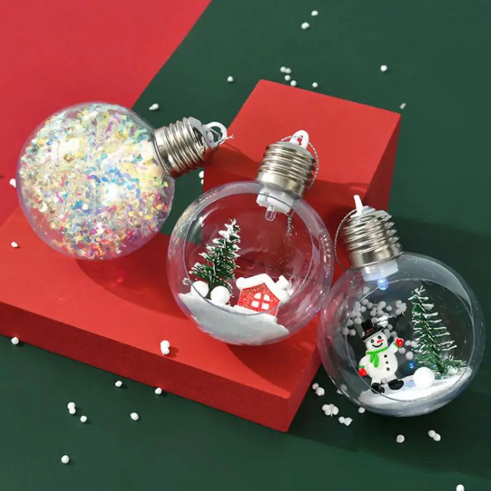 

Christmas Tree Ball with Light Battery Operated Transparent House/Snowmen/Streamer/Elk/Santa Claus Window Dressing Xmas Decor Ha