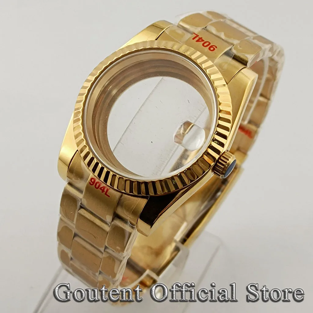 

Goutent 36mm/40mm Gold Watch Case Datejust Sapphire Fit NH35 NH36 Miyota 8215/821A,DG2813 3804,ETA 2836 2824 PT5000 Movement