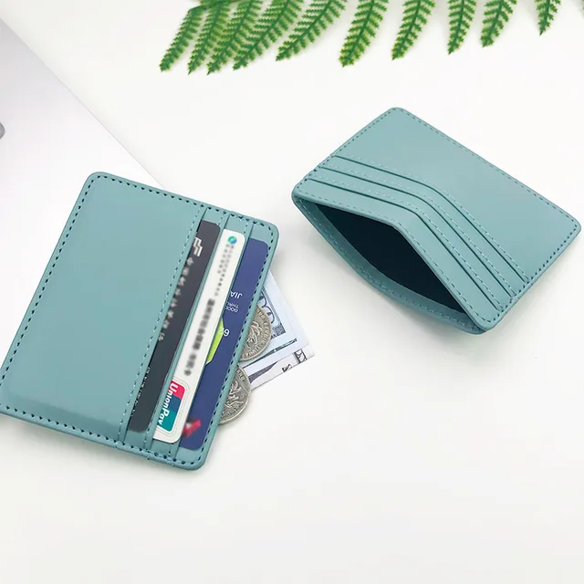 Leather ID Card Holder Candy Color Bank Credit Card Box