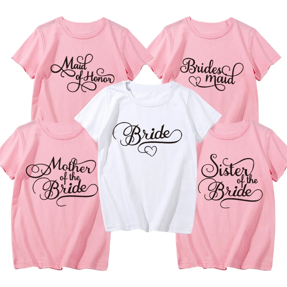 

Bride Bridesmaid Tshirt Women Aesthetic Letter Print Wedding Party T-shirt Fashion Streetwear Graphic Tees Tops XOAR