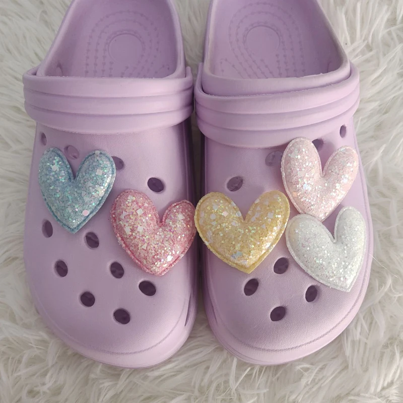 

Charms for Crocs DIY Cute Sequins Heart Lovely Croc Charms Adornment Clogs Sandals Decoration