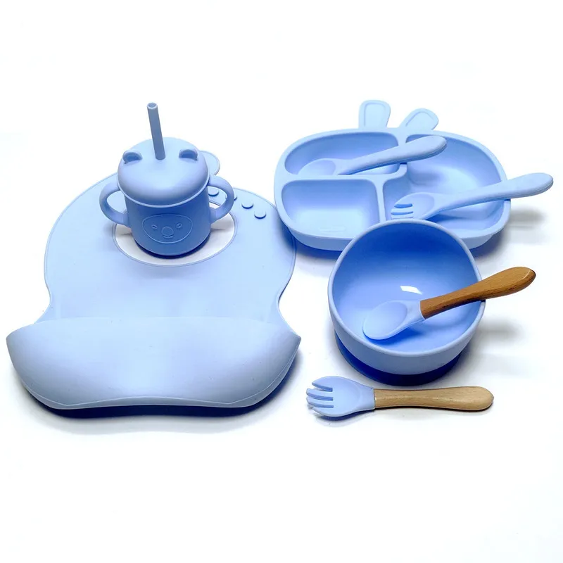 Набор силиконовой посуды для малышей детская силиконовая чаша ложка вилка